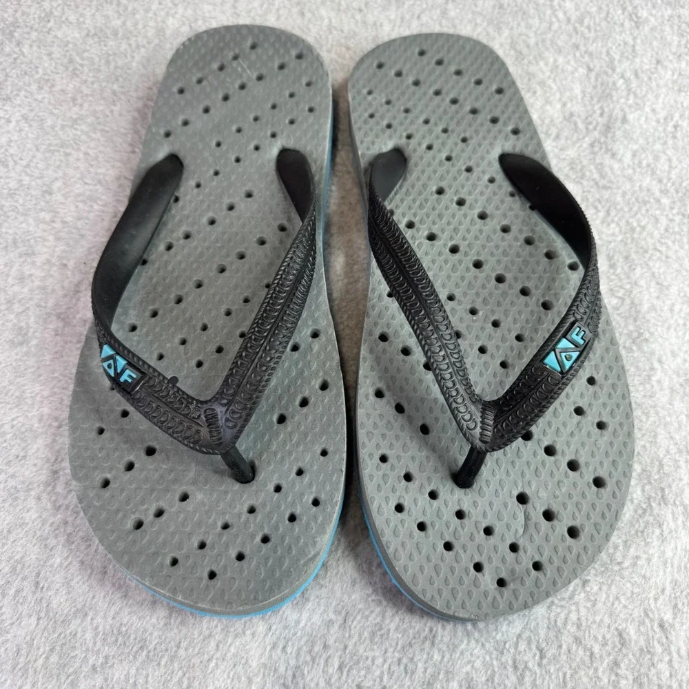 Aqua Flops Flip Flops Mens Size 7/8 Shower Shoes Grey Blue Thong Sandals